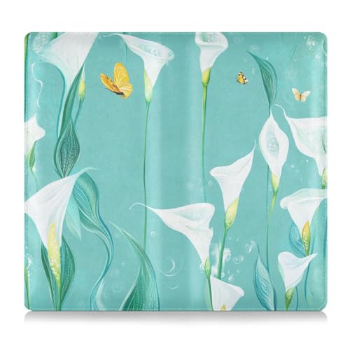 EtherSpher Schicke Calla Lilie türkise Blumen Leder Toursuit Auto Zulassung und Versicherungskartenhalter Automobil-Brieftasche Organizer für Führerschein, Karten und wichtige Dokumente von EtherSpher