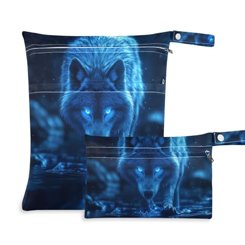 EtherSpher Schöne blaue Baby-Wickeltasche mit Reißverschluss, 2 Stück, Reiseutensilien für Baby mit Griffen für Pool, Pool von EtherSpher