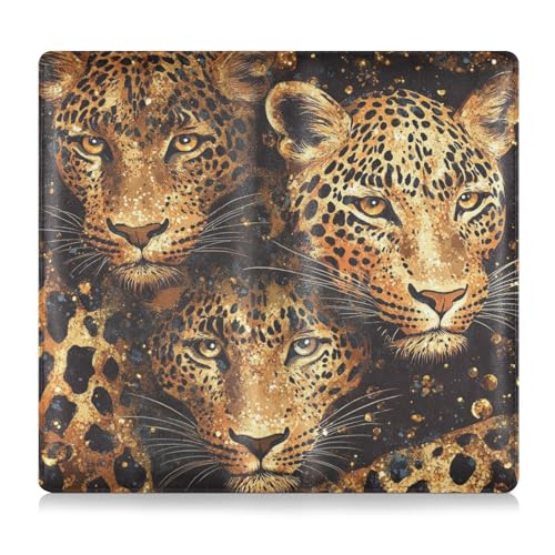 EtherSpher Schwarz und Gold Leopard PU Leder Auto Registrierung und Versicherung Kartenhalter LKW Zubehör für Karten Essential Document Führerschein, Schwarzer und goldener Leopardenmuster, 1 size von EtherSpher