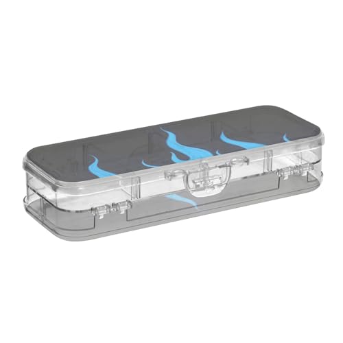 EtherSpher Schwarze fluoreszierende, coole Flamme blaue Stiftebox aus Kunststoff, doppelstöckige Stiftebox für Schreibwaren mit Deckel von EtherSpher