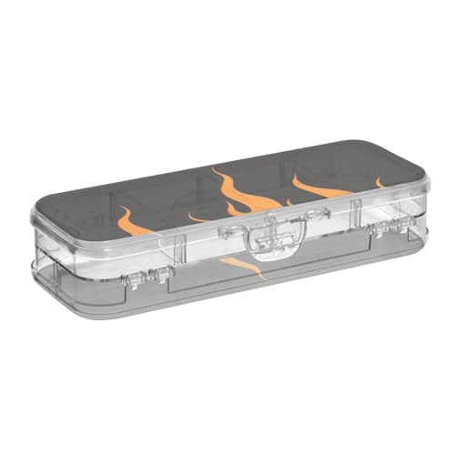 EtherSpher Schwarze fluoreszierende coole Flamme orange gestaltete transparente Stiftebox Doppelstöckige harte Stiftebox für Schreibwaren mit Schnappdeckel von EtherSpher