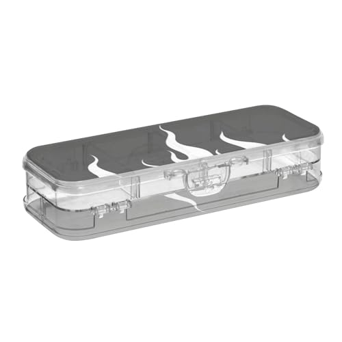 EtherSpher Schwarze fluoreszierende coole Flamme weiße transparente Stiftebox Doppelstöckiges Hartschalenetui für Kunstbedarf mit Schnappdeckel von EtherSpher