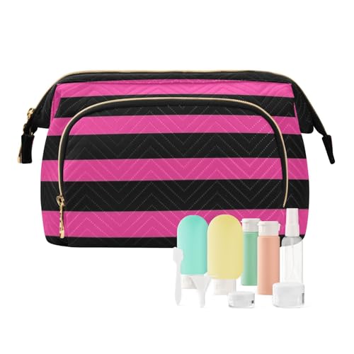 EtherSpher Schwarze und pfirsichfarbene Lineal-Linien-Kosmetiktasche, tragbare Make-up-Tasche für Damen, Münzgeldbörse für Make-up-Pinsel, Lineallinien in Schwarz und Pfirsichfarben, 1 size EtherSpher Schwarze und pfirsichfarbene Lineal-Linien-Kosmetiktasche, tragbare Make-up-Tasche für Damen, Münzgeldbörse für Make-up-Pinsel, Lineallinien in Schwarz und Pfirsichfarben, 1 size von EtherSpher