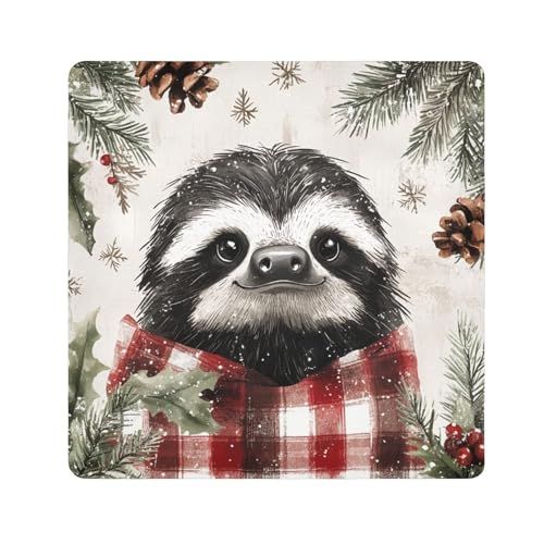 EtherSpher Schwarzes Faultier Büffel Plaid Schneeflocken Weihnachten Make-up Reisetasche Kamera Objektiv Tuch Selbstklebend Kosmetik Organizer Wrap 55 x 55 cm Wrapper Make-up für Frauen, Schwarzes von EtherSpher