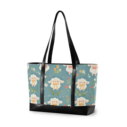 EtherSpher Simple Spring Sheep Cute Retro Large Capacity Women Work Tote Bag with zipper briefcase for flight with diaper maletines para mujer von EtherSpher
