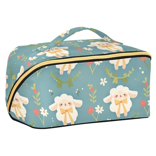 EtherSpher Simple Spring Sheep Kosmetiktasche im Retro-Design mit Trennwänden, stilvolle Kosmetiktasche für Damen, Reisegröße, Zubehör von EtherSpher
