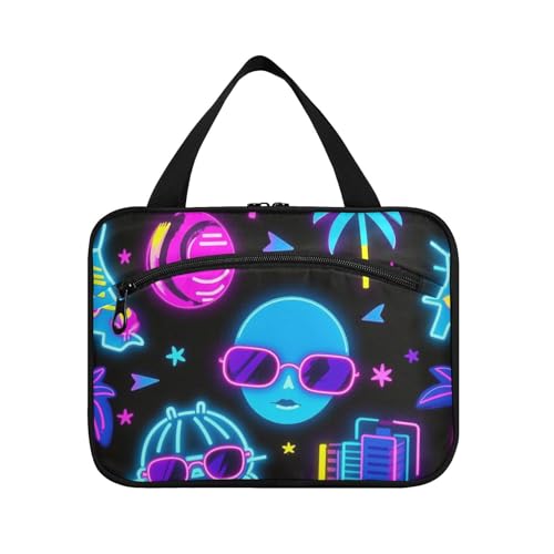 EtherSpher Sommer-Kulturbeutel mit kokosnussbaumfarbenen Gläsern, zum Aufhängen, mit Haken, Designer-Mode-Taschen für Herren, für Reisen, ein Muss für Fitnessstudio, Bolso de para mujer L, Summer Neon EtherSpher Sommer-Kulturbeutel mit kokosnussbaumfarbenen Gläsern, zum Aufhängen, mit Haken, Designer-Mode-Taschen für Herren, für Reisen, ein Muss für Fitnessstudio, Bolso de para mujer L, Summer Neon von EtherSpher
