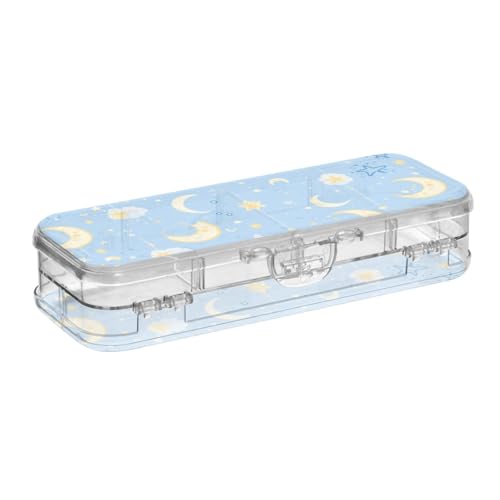 EtherSpher Stiftebox im Boho-Stil, schlichtes Design, transparent, 2-lagig, für Schreibwaren, mit Schnappdeckel, Blau EtherSpher Stiftebox im Boho-Stil, schlichtes Design, transparent, 2-lagig, für Schreibwaren, mit Schnappdeckel, Blau von EtherSpher