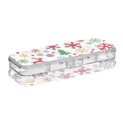 EtherSpher Stiftebox mit Aufschrift "Merry Christmas Tree Snowflake", bunt, transparent, doppelstöckig, für Bastelarbeiten, Kunst mit Deckel EtherSpher Stiftebox mit Aufschrift "Merry Christmas Tree Snowflake", bunt, transparent, doppelstöckig, für Bastelarbeiten, Kunst mit Deckel von EtherSpher