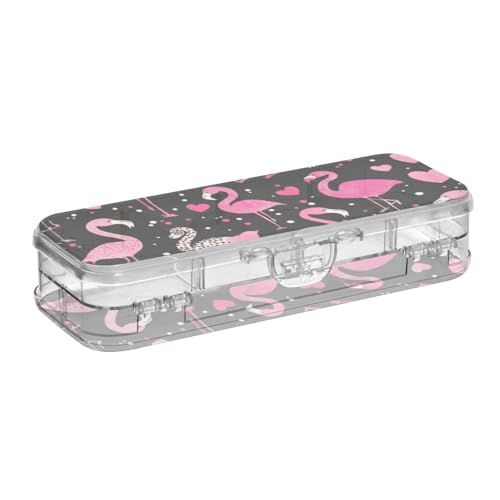 EtherSpher Stiftebox mit Flamingo-Design, transparent, doppelstöckig, transparent, hart, für Kinder, mit Schnappverschluss und Deckel, Rosa EtherSpher Stiftebox mit Flamingo-Design, transparent, doppelstöckig, transparent, hart, für Kinder, mit Schnappverschluss und Deckel, Rosa von EtherSpher