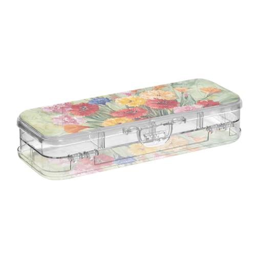 EtherSpher Stiftebox mit Retro-Blumen mit grünem Ölgemälde, transparent, doppelstöckig, für Schreibwaren, mit Schnappdeckel EtherSpher Stiftebox mit Retro-Blumen mit grünem Ölgemälde, transparent, doppelstöckig, für Schreibwaren, mit Schnappdeckel von EtherSpher