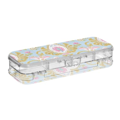 EtherSpher Stiftebox mit doppelstöckigem Deckel, Retro-Design, Blumen-Paisleymuster, goldfarben, Blau EtherSpher Stiftebox mit doppelstöckigem Deckel, Retro-Design, Blumen-Paisleymuster, goldfarben, Blau von EtherSpher