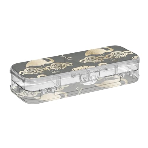 EtherSpher Stiftebox mit traditionellem chinesischem Muster, Flamingo, Schwarz / Gold, transparent, Doppeldeck-Stifte, Hartschalenkoffer für Kunstbedarf, mit Schnappverschluss und Deckel EtherSpher Stiftebox mit traditionellem chinesischem Muster, Flamingo, Schwarz / Gold, transparent, Doppeldeck-Stifte, Hartschalenkoffer für Kunstbedarf, mit Schnappverschluss und Deckel von EtherSpher