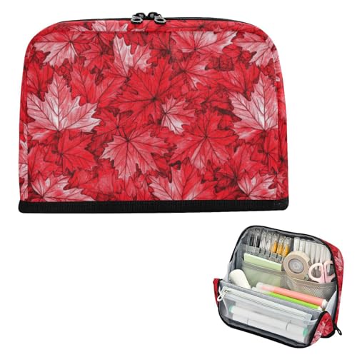 EtherSpher Stifteetui aus Kanada, rotes Ahornblatt, großes Fassungsvermögen, aufrechte Aufbewahrungstasche, Organizer für Teenager, Kosmetik, Estuches para lapices escolares von EtherSpher