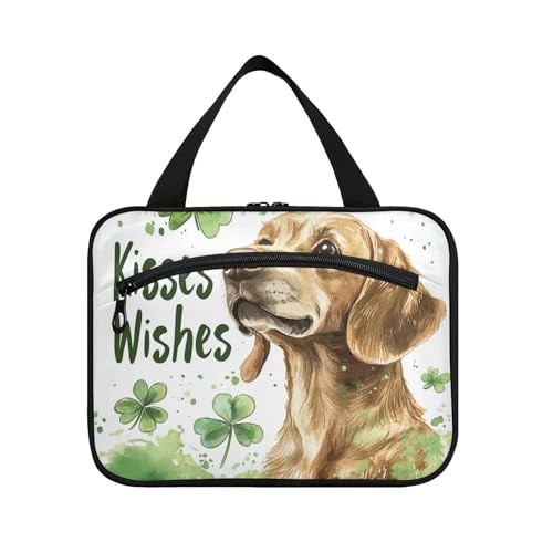 EtherSpher Süßer Hund für St. Patrick's Day hängende Kulturtasche für Frauen mit Haken, waschbare Designer-Tasche für Rasierset, Taschen für Herren, für Reisen, Bolso Viajero Para Mujer L, Niedlicher von EtherSpher