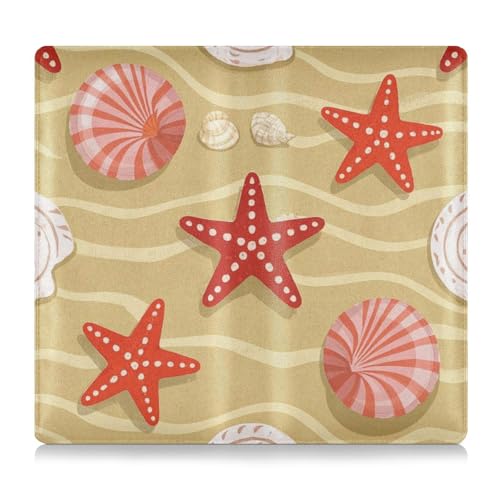 EtherSpher Summer Beach Shell Seestern Beige Premium Leder Auto Registrierung und Versicherung Halter Essential Wallet Case für Führerschein, Karten & wichtige Dokumente von EtherSpher
