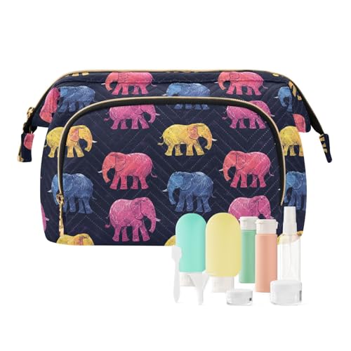 EtherSpher Sweet Elephant Trendiger Stil Kosmetiktaschen Essentials Reise Kosmetiktaschen Damen Münzbörse Geldbörse für Make-up, Süßer Elefant, trendiger Stil, 1 size von EtherSpher