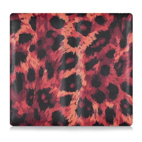 EtherSpher Tierhaut Leopard Rot Schwarz Premium Leder Registrierungs- und Versicherungskartenhalter Auto Handschuhfach Organizer für jedes Auto, LKW, Motorrad, Anhänger oder Boot von EtherSpher
