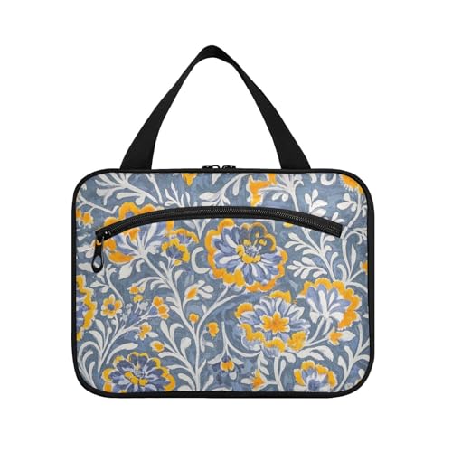 EtherSpher Trendige Kosmetiktasche im Vintage-Stil, Blumenmuster, zum Aufhängen, mit Haken, erweiterbare Designer-Make-up-Tasche für Herren, Reise-Envase, Para, Parfüm de L, Grau / Orange, Trendige von EtherSpher