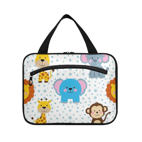 EtherSpher Trendiges Toilettenartikel-Set mit Punkten, Elefant, Giraffe, zum Aufhängen, mit Haken, erweiterbare Designer-Rasierset-Taschen für Herren, für Reisen, Rucksackreisen, Organizer de von EtherSpher