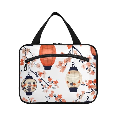 EtherSpher Ukiyo-e Stil Laterne Blumen hängende Make-up-Tasche für Reisen mit Haken, Designer faltbare Taschen für Toilettenartikel für Frauen muss WC Bolsa de Maquillaje para mujer L, Ukiyo-e Style von EtherSpher