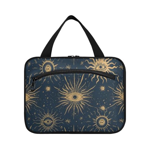 EtherSpher Vintage Moon Sun Retro hängende Kosmetiktasche für Frauen Reise mit Haken, Designer waschbare Tasche für Männer für Reisen Frauen Reisen Bolsas para maquillaje de mujer L, Vintage Mond von EtherSpher