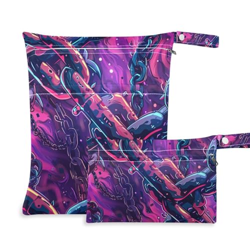 EtherSpher Violette Kette, wasserdichte Badeanzug-Tasche, 2 Stück, Wickeltasche, unverzichtbare Gegenstände mit Griffen für Strand, Strand von EtherSpher