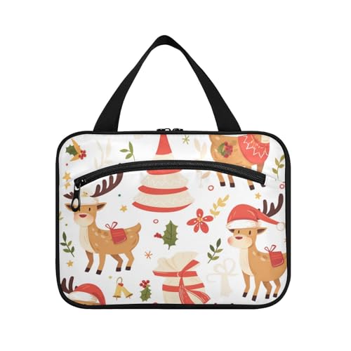 EtherSpher Weihnachtliche weiße Kosmetiktasche für Damen, mit Haken, tragbare Designer-Kosmetiktasche für Reisen, Badezimmer, Porta, Kosmetik, Mujer, Para Cartera, L, Hirsch, Weihnachten, Weiß, Winter EtherSpher Weihnachtliche weiße Kosmetiktasche für Damen, mit Haken, tragbare Designer-Kosmetiktasche für Reisen, Badezimmer, Porta, Kosmetik, Mujer, Para Cartera, L, Hirsch, Weihnachten, Weiß, Winter von EtherSpher
