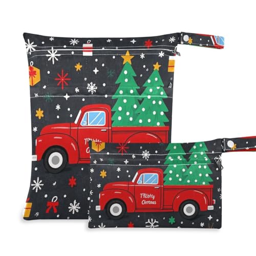 EtherSpher Wiederverwendbare Nassbeutel mit Aufschrift Merry Christmas Palm Tree, 2 Stück, Reiseutensilien für Babys mit Griffen für Fitnessstudio, Yoga EtherSpher Wiederverwendbare Nassbeutel mit Aufschrift Merry Christmas Palm Tree, 2 Stück, Reiseutensilien für Babys mit Griffen für Fitnessstudio, Yoga von EtherSpher