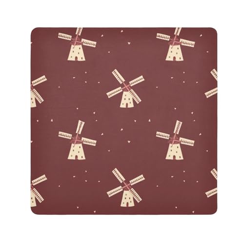 EtherSpher Windmühle dänische Make-up-Tasche für Fotoapparate, selbstklebend, Reise-Organizer, 55 x 55 cm, für Toilettenartikel, Windmühle Danish DarkRed Holiday, 21.7x21.7in von EtherSpher