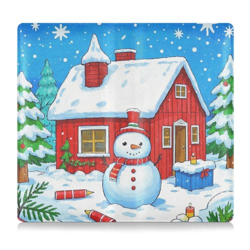 EtherSpher Winter Merry Christmas Schneemann Leder Auto Registrierung Versicherung & Ausweishalter Perfekte Auto Essentials Brieftasche für Karten, Essential Document Führerschein, Schneemann mit von EtherSpher