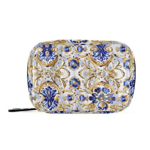 EtherSpher blau goldene Stickerei Medizintasche für Handtasche mit abnehmbaren Fächern bequeme Medizinbox Veranstalter für Handtasche von EtherSpher