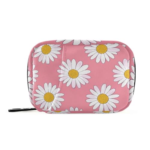EtherSpher schöne Gänseblümchen Blumen Pfirsich weiß Medizintasche mit abnehmbaren Fächern tragbaren Organisator für Reisen für Handtasche von EtherSpher