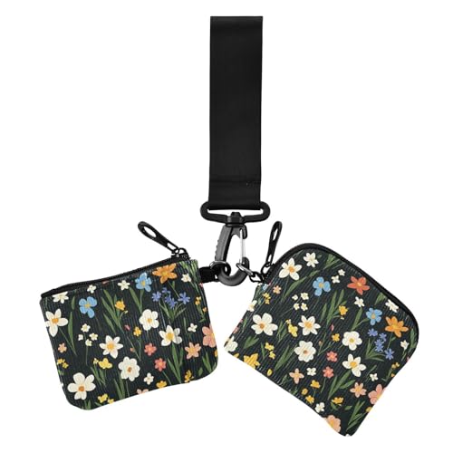 Farbige Ölgemälde Sinne Blumen Damen Münzgeldbörse Kartenhalter Dünn Flach Visitenkartenhalter mit Reißverschluss Münzfach für Damen 2 Stück, Farbige Ölgemälde, Blumen, 1 size, Casual von EtherSpher
