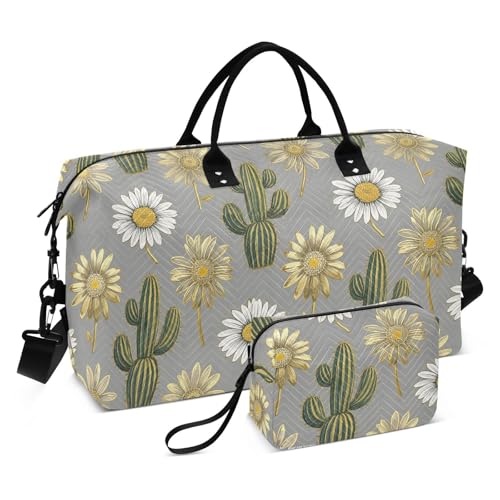 Fashion Cactis Sonnenblume Gold Grau Dekorative Reisetasche Sporttasche Turnbeutel mit Kulturbeutel für Yoga 2-teiliges Set Bolsa para viajar en Avion de Mujer Fashion Cactis Sonnenblume Gold Grau Dekorative Reisetasche Sporttasche Turnbeutel mit Kulturbeutel für Yoga 2-teiliges Set Bolsa para viajar en Avion de Mujer von EtherSpher