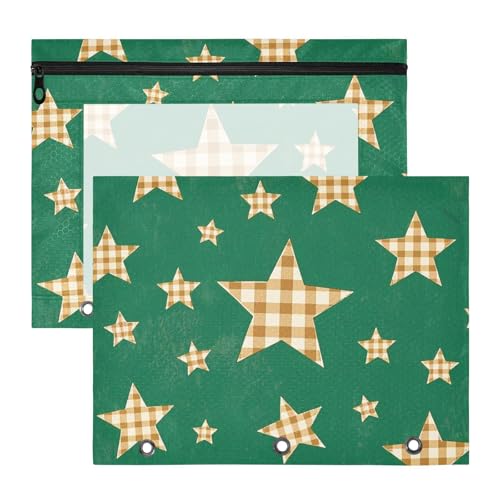 Federmäppchen, entzückender Stifthalter für A4-Papier, Briefe, 2 Stück, Studenten, Klasse, Cartoon, kariert, kariert, Sterne, Grün Federmäppchen, entzückender Stifthalter für A4-Papier, Briefe, 2 Stück, Studenten, Klasse, Cartoon, kariert, kariert, Sterne, Grün von EtherSpher