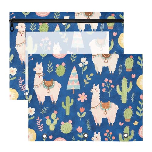 Federmäppchen, stabile Aufbewahrungstasche für A4-Papier, Briefe, 2 Stück, Studenten, Büro, niedliches Cartoon, weißes Alpaka von EtherSpher