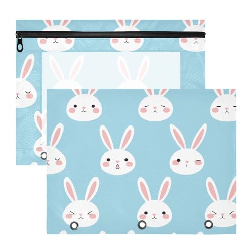 Federmäppchen, tragbar, Stifthalter, für A4-Papier, Briefe, 2 Stück, Lehrer, Schulanfang, niedliche Hasen, Blau von EtherSpher
