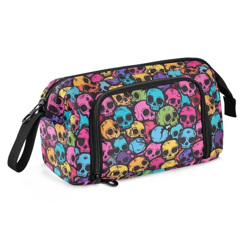 Federmäppchen mit bunten Cartoon-Totenköpfen, großes Fassungsvermögen, niedliches Schulbedarf, multifunktional, für Herren, Reisen, Estuches para el colegio Federmäppchen mit bunten Cartoon-Totenköpfen, großes Fassungsvermögen, niedliches Schulbedarf, multifunktional, für Herren, Reisen, Estuches para el colegio von EtherSpher