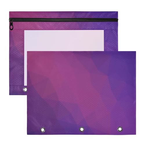 Federmäppchen mit transparentem Fenster, 3 Ringe, Tasche für A4-Papier, Briefe, 2 Stück, Studenten, College-Zubehör, blauer Farbverlauf von EtherSpher