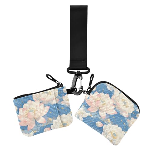 Flower White Summer Boho Dual Coin Purse Credit Card Holder Wallet Compact Size Change Purse Wallet with Keychain for Women 2 Packs, Blume weiß Sommer Boho, 1 size, Casual von EtherSpher