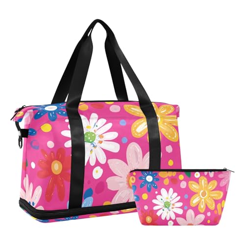 Fresh Little Flowers Peach Turnbeutel, groß, Handgepäcktasche für Flughafen, mit Kulturbeutel für Yoga, große Kapazität, Frische kleine Blumen Pfirsich, 1 size von EtherSpher