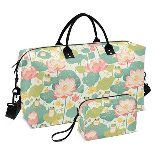 Fresh Spring Süße Frösche Blumen Dekorative Gepäck Reisetasche Workout Tasche mit Kulturbeutel für Trekking Große Kapazität Bolso Para Viajar Fresh Spring Süße Frösche Blumen Dekorative Gepäck Reisetasche Workout Tasche mit Kulturbeutel für Trekking Große Kapazität Bolso Para Viajar von EtherSpher