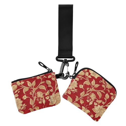 Goldene Retro-Vintage-Schmetterling-rote Damen-Kartenetuis Kleingeldhalter niedliches modisches Armband Geldbörse Schlüsselhalter mit Reißverschluss Münzfach für Arbeit Reisen 2 Packungen, Goldfarben von EtherSpher