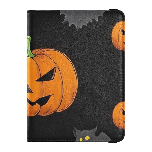 Goth Orange Halloween Fun Kürbis Leder Pass Halter für Reise Männer für Reise Impfstoff Kartenhalter Abdeckung Combo Pass Halter Combo mit Impfkarte Slot für Männer Ultra Slim, Goth orange, Goth von EtherSpher