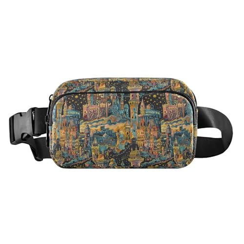 Grand Castle im mittelalterlichen Stil, modische Gürteltasche für Herren und Damen, Mini-Reißverschluss, Gürteltasche mit verstellbarem Riemen für Reisen, Fitnessstudio, Arbeit, Grand Castle im von EtherSpher