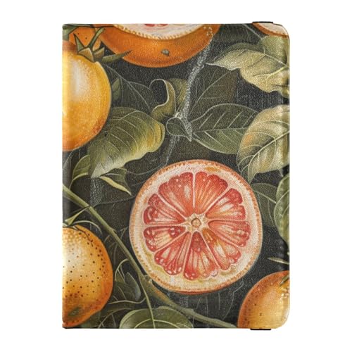 Grapefruit Leder Reisepass und Impfpass Brieftasche Combo Wallet Combo Reisepasshülle Wasserdicht, Grapefruit, 1 size von EtherSpher