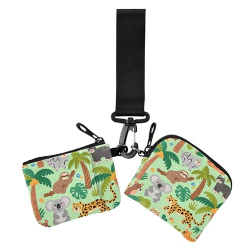 Grüne personalisierte Tierbaum-Damengeldbörse, Kartenetui, kompakte Größe, Ausweishalter, Schutz mit Reißverschluss, Münzfach für den täglichen Gebrauch, 2 Stück, Grüner personalisierter Tierbaum, 1 von EtherSpher