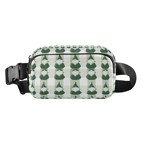 Grüner Zwerg Büffelkaro Weihnachtsmode Bauchtasche für Herren und Damen, große Kapazität, Crossbody-Tasche mit verstellbarem Gurt, für Radfahren, Wandern, Fitnessstudio, Grüner Zwerg Büffelkaro von EtherSpher