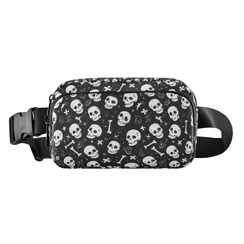Gürteltasche für Herren und Damen, Halloween, Motiv: schwarzer Totenkopf, große Kapazität, Crossbody-Pass-Tasche mit verstellbarem Gurt, für Workout, Laufen, Wandern, Halloween schwarzer Totenkopf, 1 von EtherSpher